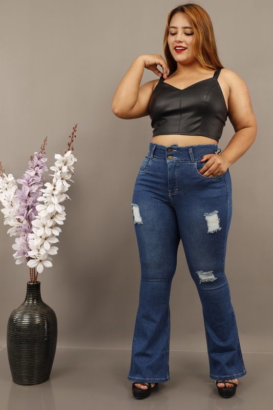 Flare Jeans Britanie Azul Rasgado