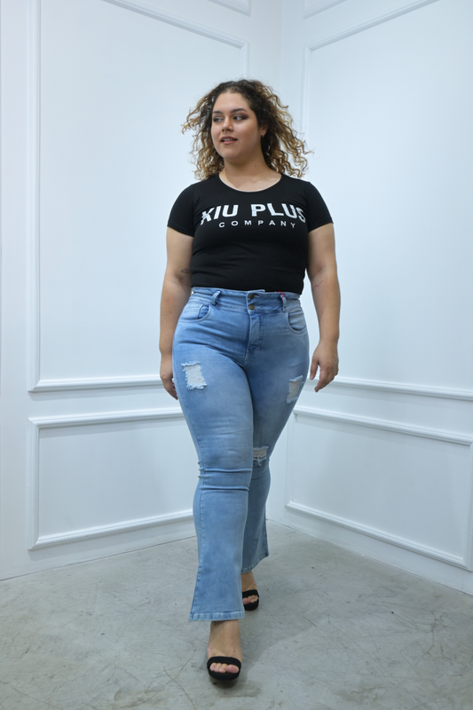 Flare Jeans Britanie Celeste Rasgado