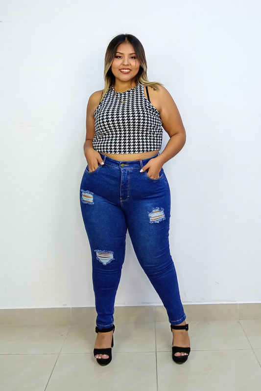 Skinny Jeans Lucia Azul rasgado