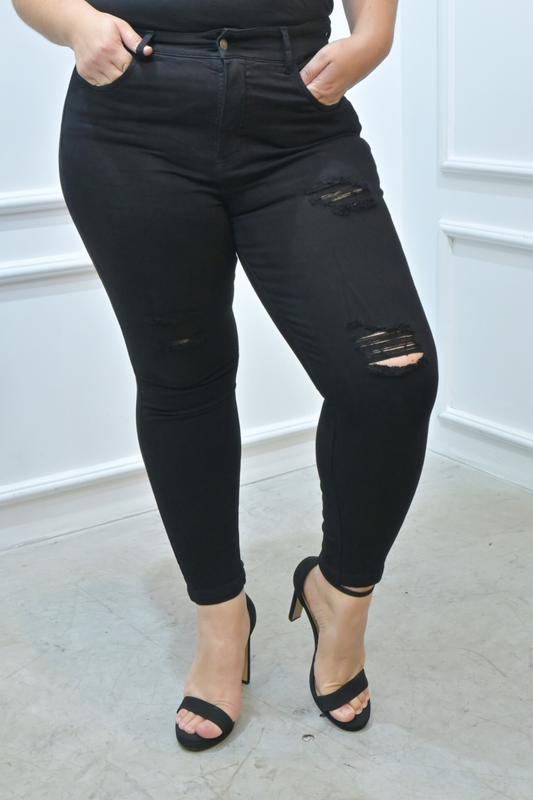 JEANS SKINNY ISABELINA NEGRO RASGADO